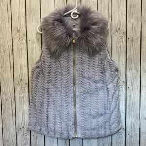 Marc New York Andrew Marc Lavender Purple Faux Fur Zip Up Vest Size XL